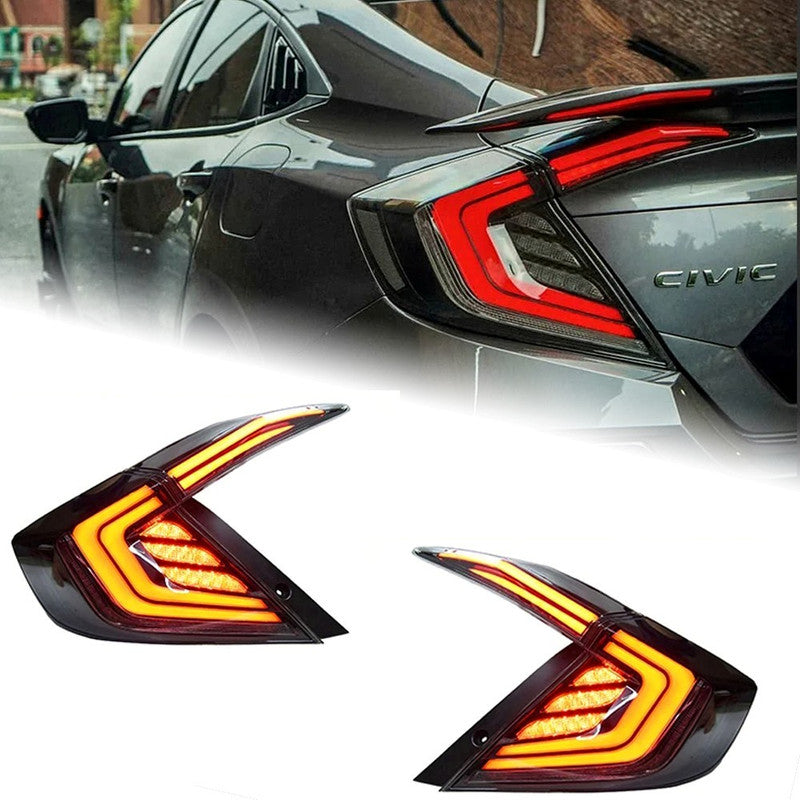 Car Craft Compatible With Honda Civic 10th Gen 2016-2020 Car Rear Upgraded Tail Light Lamp Xenon Taillight Retrofit Upgrade Modified Led Drl Hid B Clear