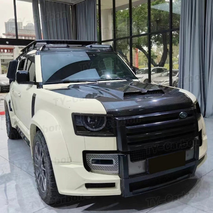 Car Craft Compatible With Range Land Rover Defender 90 110 130 L663 Lr129997 2020+ Front Hood Bonnet Carbon Fiber - CAR CRAFT INDIA