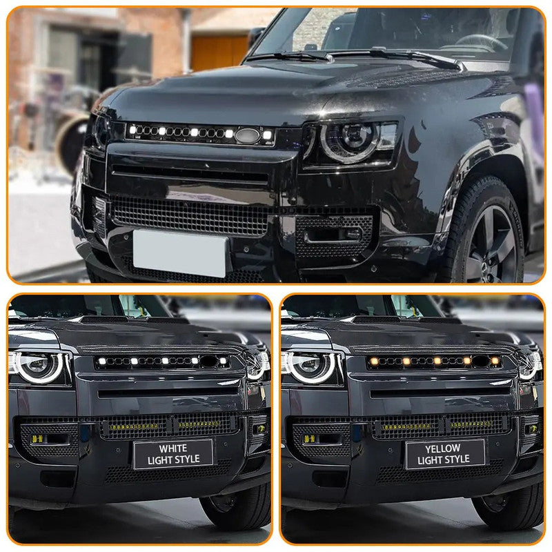 Car Craft Compatible With Range Land Rover Defender 90 110 130 2020+ Front Bumper Show Led Grille With Light Octa Style White