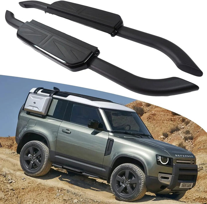 Car Craft Compatible With Range Land Rover Defender 90 L663 Lr129997 2020+ Non-slip Fixed Side Step Running Board Uk Flag 2 Door - CAR CRAFT INDIA
