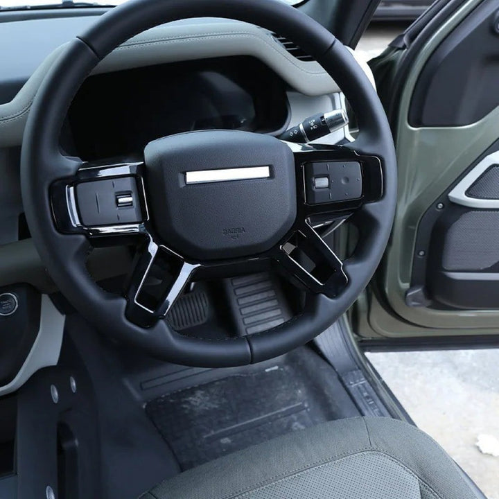 Car Craft Compatible With Range Land Rover Defender 90 110 130 L663 Lr129997 2020+ Steering Wheel Trim Cover Frame Stick On Style Glossy Black - CAR CRAFT INDIA