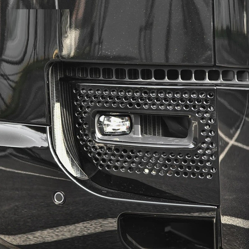 Car Craft Compatible With Range Land Rover Defender 90/110 L663 Lr129997 2020+ Front Bumper Fog Lamp Light Grill Cover Frame Trim Glossy Black - CAR CRAFT INDIA