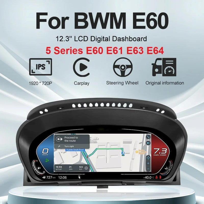 Car Craft Compatible With Bmw 5 Series E60 2004-2009 6 Series E63 2004-2010 Digital Lcd Dashboard Cluster Instrument Cockpit Voor Speedometer Player - CAR CRAFT INDIA