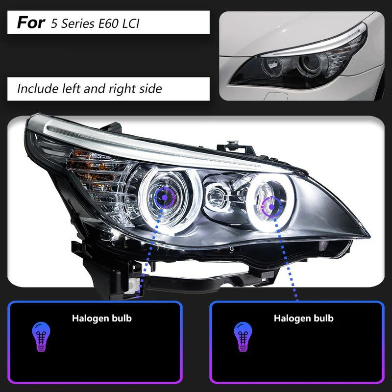 Car Craft Compatible With Bwm 5 Series E60 2007-2009 Car Front Upgraded Head Light Lamp Xenon Headlight Retrofit Upgrade Modified Led Drl Hid C