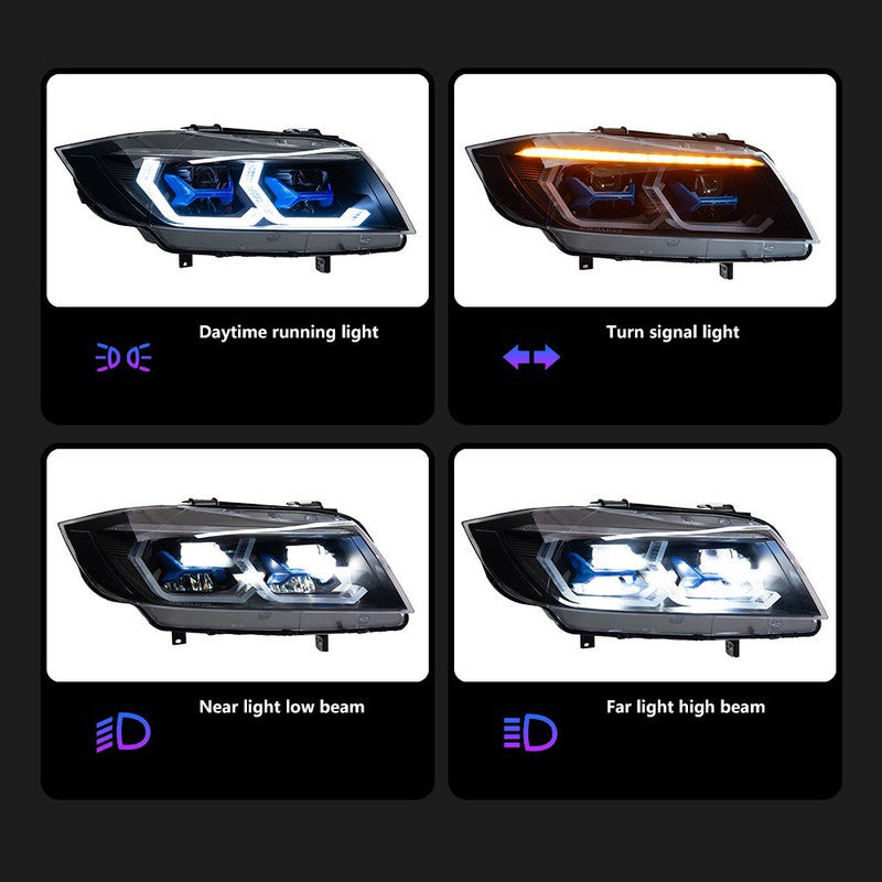 Car Craft Compatible With Bmw 3 Series E90 2008-2012 Car Front Upgraded Head Light Lamp Xenon Headlight Retrofit Upgrade Modified Led Drl Hid Laser Style 2 For Helogen Car - CAR CRAFT INDIA