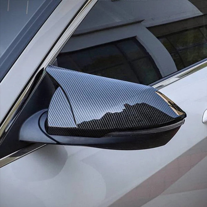 Car Craft Compatible With Hyundai Elantra 2021+ Side Rear View Mirror Cover Cap Paste Style Ar-mr-045 Cf Carbon Fiber Look CC-8577 - CAR CRAFT INDIA