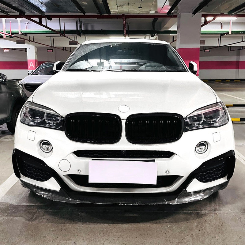 Car Craft Compatible With Bmw X6 F15 2014-2019 Front M Sports Bumper Fog Lamp Light Air Intake Wind Knife Trim Skirts Canard Splitters Carbon Fiber Look Zst-636 Cfl