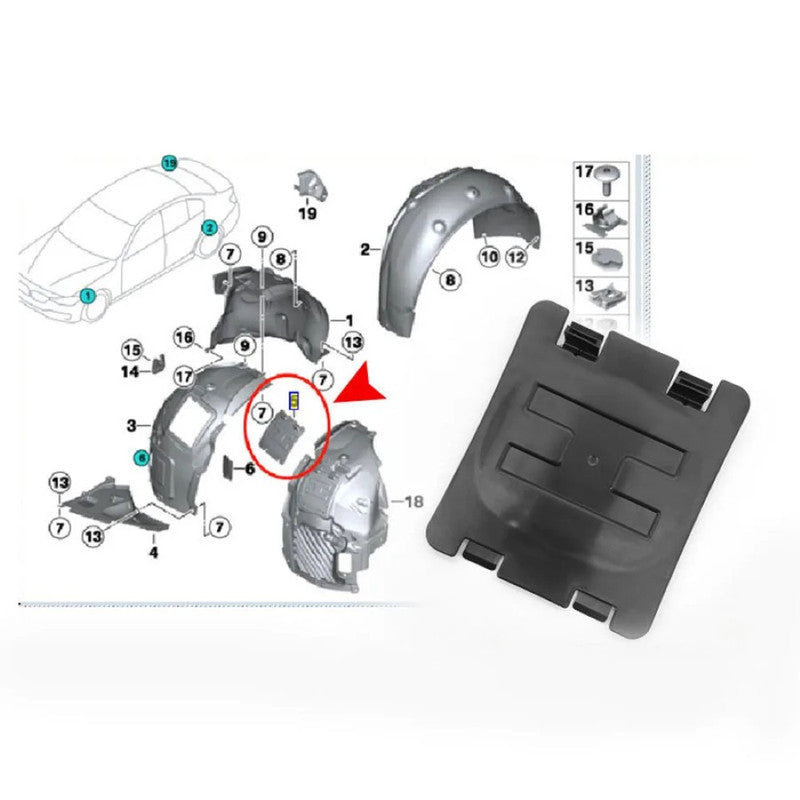 Car Craft Compatible With Bmw 1 Series F20 2 Series F22 F87 11-18 3 Series F30 F80 F34 12-18 4 Series F32 F82 F36 13-20 Front Mudguard Wheel Arch Fender Liner Vent Access Panel Lid Cover 51717260397 - CAR CRAFT INDIA