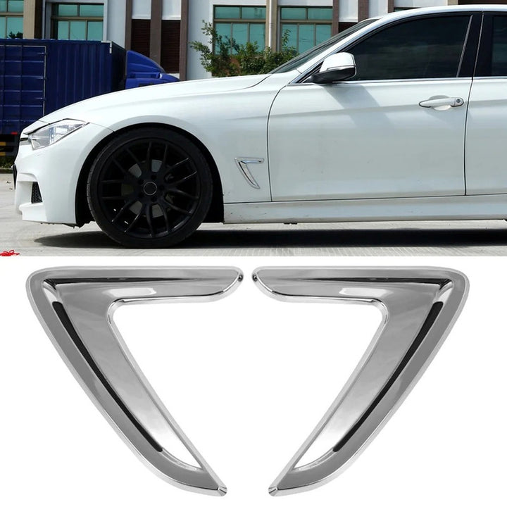 Car Craft Compatible With Bmw 3 Series F30 F80 2012-2018 Side Wing Air Flow Fender Grill Outlet Intake Vent Trim Chrome