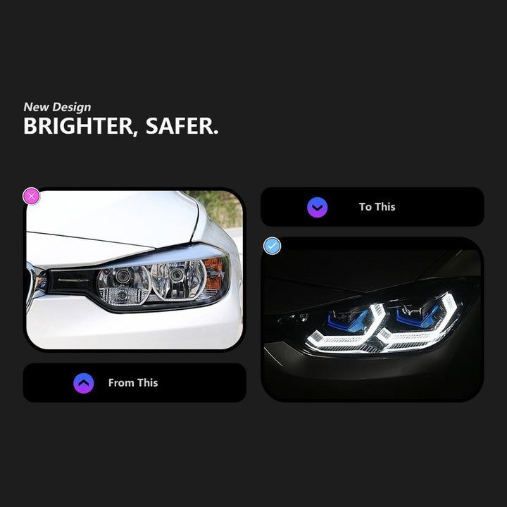 Car Craft Compatible With Bmw 3 Series F30 Lci 2016-2019 Car Front Upgraded Head Light Lamp Xenon Headlight Retrofit Upgrade Matrix Modified Led Drl Hid