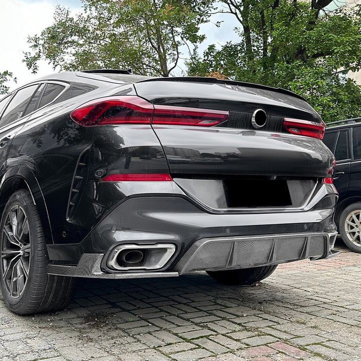 Car Craft Compatible With Bmw X6 G06 2019+ M Sport M Performance Rear Bumper Lip Skirt Splitter Diffuser Spoiler Zst-671 Cf Carbon Fiber Look