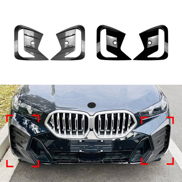 Car Craft Compatible With Bmw X6 G06 Lci 2023 M Sports Front Bumper Lip Splitter Skirts Canard Flag Carbon Fiber Look Zst-665 Cf