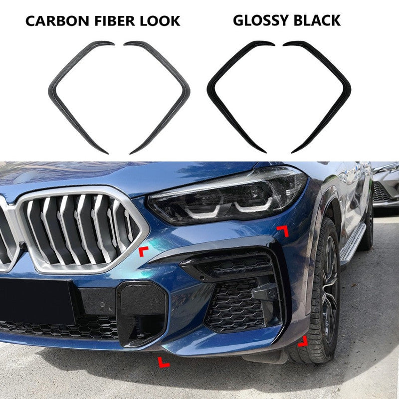 Car Craft Compatible With Bmw Bmw X6 G06 Pre-facelift M Sport 2019-2022 Front Bumper Lip Splitter Diffuser Skirst Flag Canard Carbon Fiber Look Zst-670 Cf