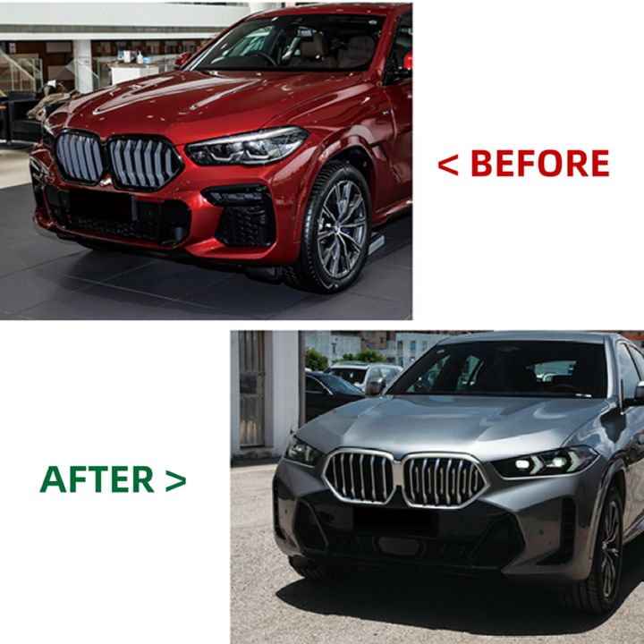 Car Craft Compatible With Bmw X6 G06 2019-2022 To G06 Lci 2023+ X6 Mt M Tech M Sports Upgrade Facelift Conversion Bodykit Bumper Headlight