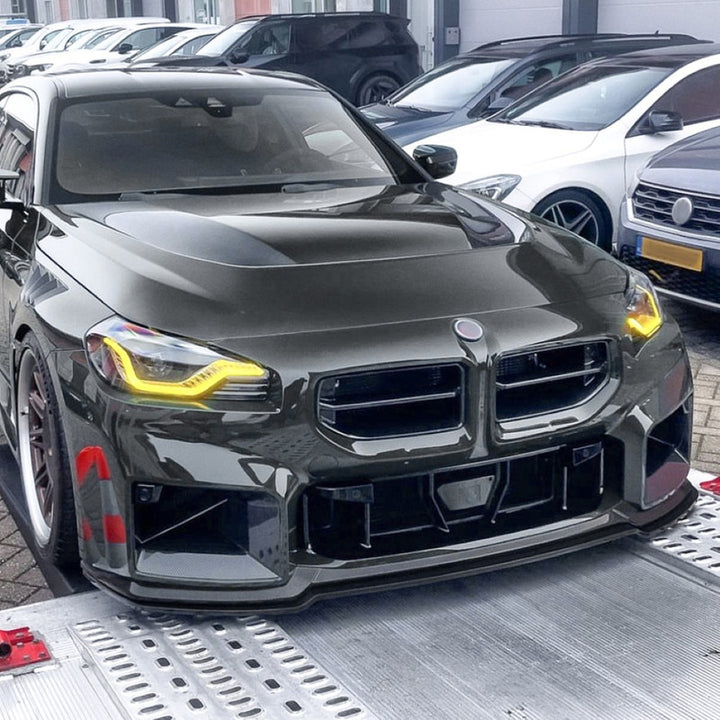 Car Craft Compatible With Bmw 2 Series M2 G87 G42 2020+ M Sports Front Bumper Lip Splitter Skirts Carbon Fiber Look Zst-642 Cf