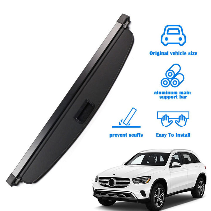 Car Craft Compatible With Mercedes Glc W253 2016-2023 Rear Trunk Boot Retractable Tonneau Parcel Curtain Rollling Tray Cargo Cover Black