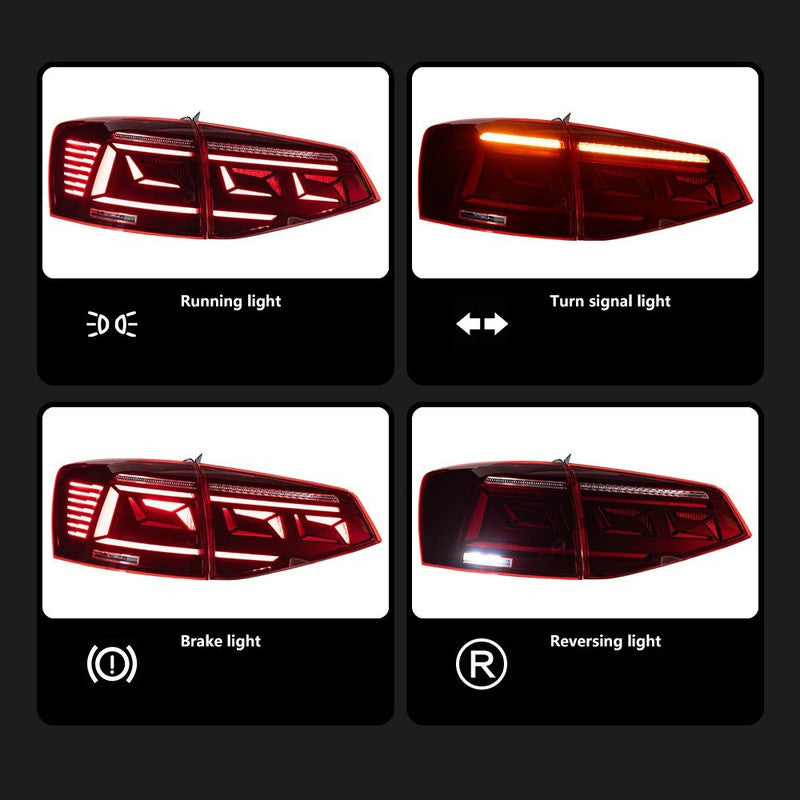 Car Craft Compatible With Volkswagne Vw Jetta 2015-2018 Car Rear Upgraded Tail Light Lamp Xenon Taillight Retrofit Upgrade Modified Led Drl Hid Red B