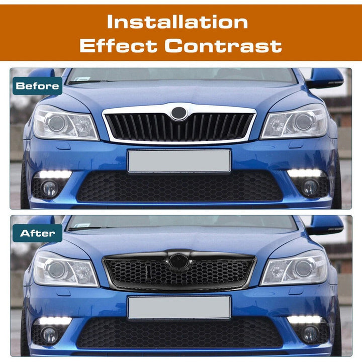 Car Craft Compatible With Skoda Laura Octavia 2009-2013 Rs Vrs Style Front Bumper Show Grill Honeycomb Black