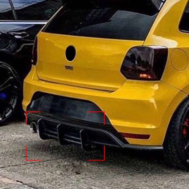 Car Craft Compatible With Volkswagen Polo Mk5 Gti 6r 2011-2014 Rear Bumper Lip Skirt Splitter Diffuser Carbon Fiber Look Zst-217