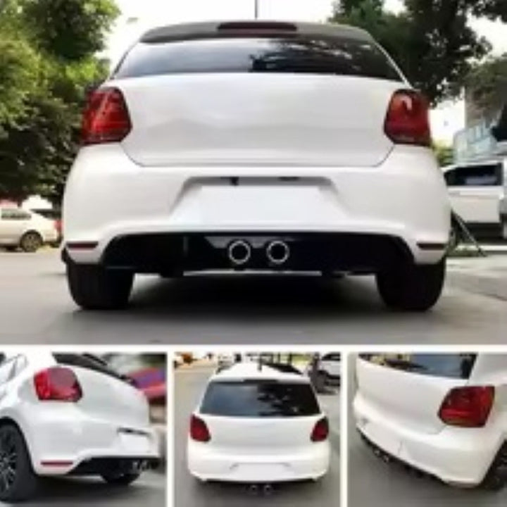 Car Craft Compatible With Vw Volkswagen Polo 2010-2024 Upgrade Facelift Convert To R400 R Line Style Rear Bumper Exhaust Tip Tailgate Pipe Silensor