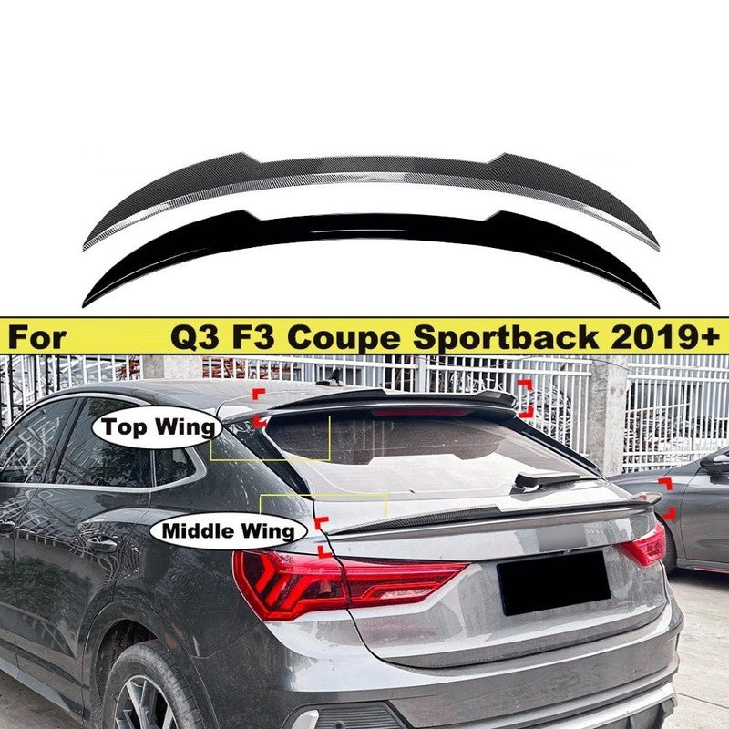 Car Craft Compatible With Audi Q3 F3 Coupe 2019-2024 Rear Mid Boot Trunk Wing Lip Spoiler Carbon Fiber Look Zst-778 Cf Usa