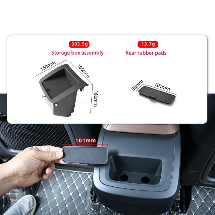 Car Craft Compatible With Volvo Xc90 2016-2025 Xc60 2018-2025 V90 2017-2025 V60 2019-2025 S90 2017-2025 Rear Storage Box Assembly Armrest Box Water Cup Holder Rubber Bottom Liner Pad 31389183 CC-8981