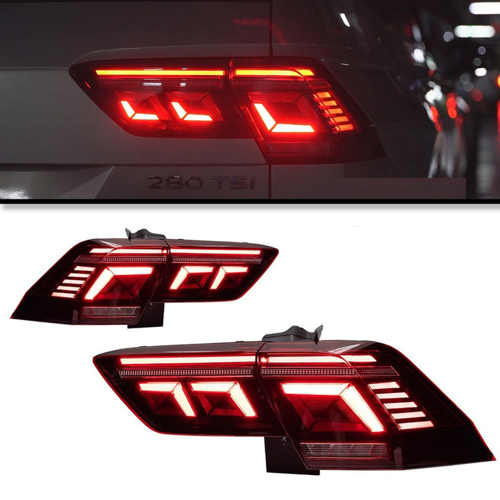 Car Craft Compatible With Vw Volkswagen Tiguan Led Tail Light 2017-2022 Car Rear Upgraded Tail Light Lamp Xenon Taillight Retrofit Upgrade Modified Led Drl Hid Brake Light, Warning Light For Led Car