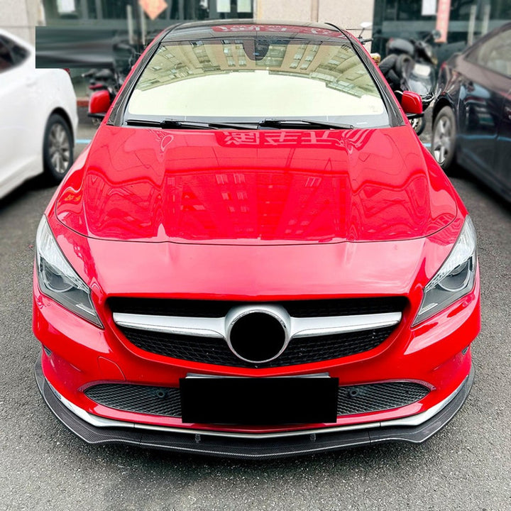 Car Craft Compatible With Mercedes Benz Cla W117 C117 Lci 2016-2019 Standard Front Bumper Lip Splitter Diffuser Skirst Flag Canard Carbon Fiber Look Zst-772 Cf