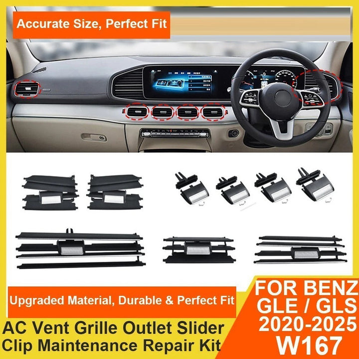 Car Craft Compatible With Mercedes Benz Gle Gls W167 2019-2025 Car Dashboard Ac Vent Grille Outlet Clip Slider Trim Repair Kit Outer Frame Trim Cover 1678301500 Left