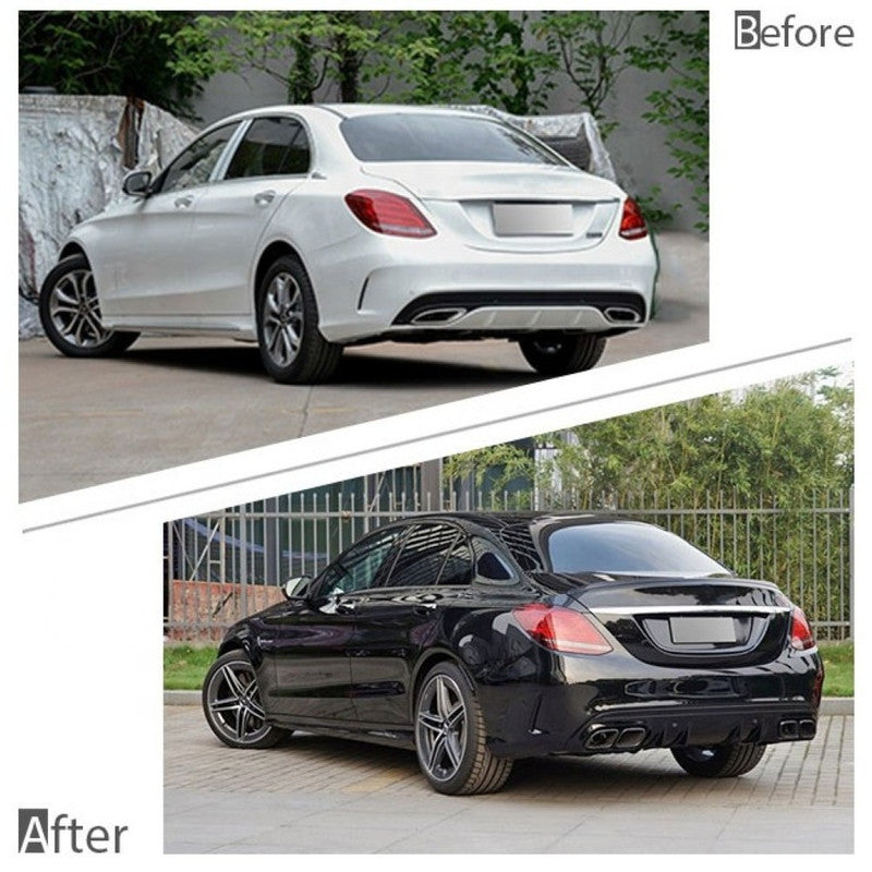 Car Craft Compatible With Mercedes Benz C Class W205 2015-2023 Upgrade Convert To C63 Amg Bodykit Bumper Side Skirts Diffuser After Lip Tips