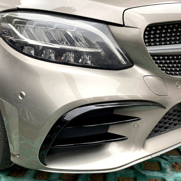 Car Craft Compatible With Mercedes Benz C Class Lci W205 Lci 2019-2021 Amg Front Bumper Air Vent Splitter Side Skirts Flag Canard Carbon Fiber Look Zst-120 Cf