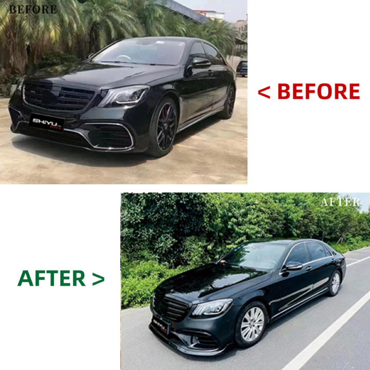 Car Craft Compatible With Mercedes Benz S Class W222 2014-2017 Upgrade Facelift Conversion Bodykit Brabus Kit Front Lip Skirts Diffuser Carbon Fiber