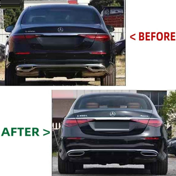Car Craft Compatible With Mercedes Benz S Class W223 2021-2025 Car Upgrade To S450 Amg Bumper Bodykit Front After Lip Diffuser Exhaust Tips Fog Gril Cover Grill
