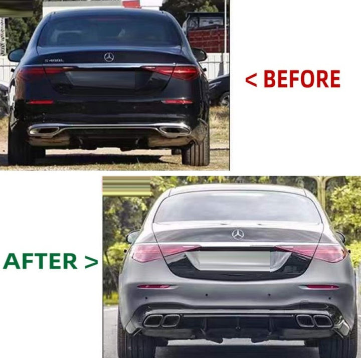 Car Craft Compatible With Mercedes Benz S Class W223 2021-2025 Car Upgrade To S63 Amg Bumper Bodykit Front After Lip Diffuser Exhaust Tips Fog Gril Cover Grill