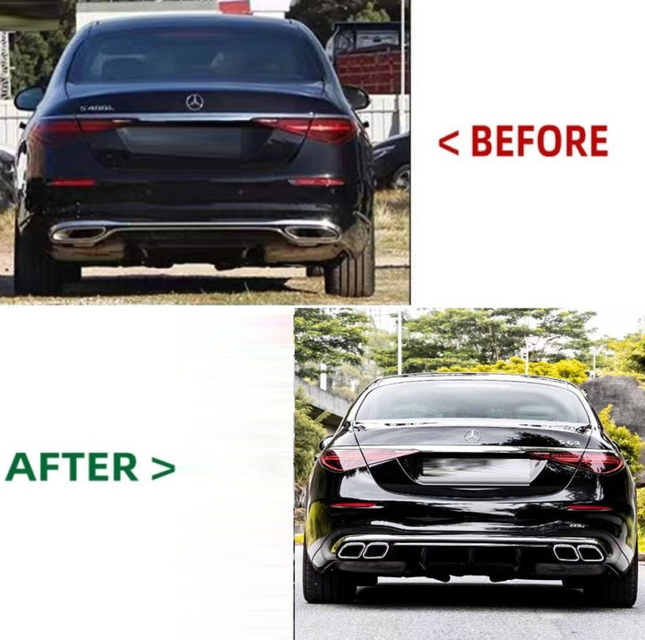 Car Craft Compatible With Mercedes Benz S Class W223 2021-2025 Car Upgrade To S65 Amg Bumper Bodykit Front After Lip Diffuser Exhaust Tips Fog Gril Cover Grill