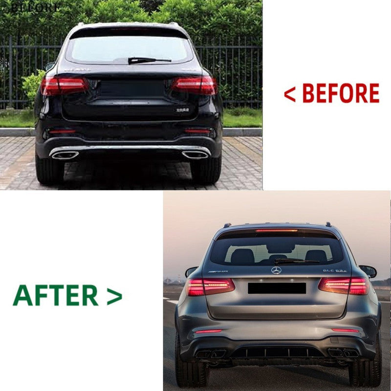 Car Craft Compatible With Mercedes Benz Glc W253 X253 2016-2020 Car Upgrade To Glc63 Amg Bumper Bodykit Front After Lip Diffuser Exhaust Tips Fog Gril Cover