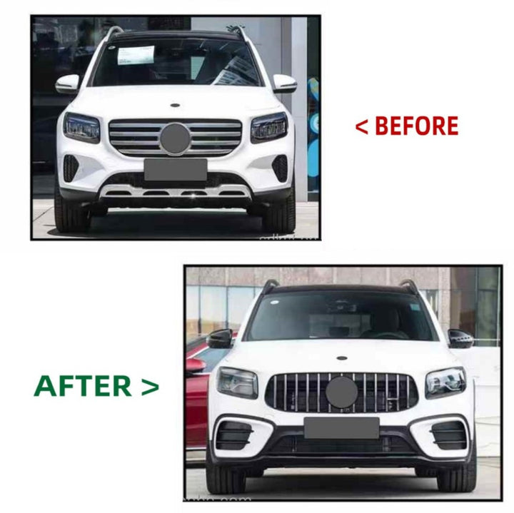 Car Craft Compatible With Mercedes Benz Glb W247 X247 2020-2024 Upgrade Convert To Glb35 Amg Bodykit Front Bumper Grill Diffuser Exhaust Tip Pipe Skirt Trim Wheel Arch Silver Gc X247-014
