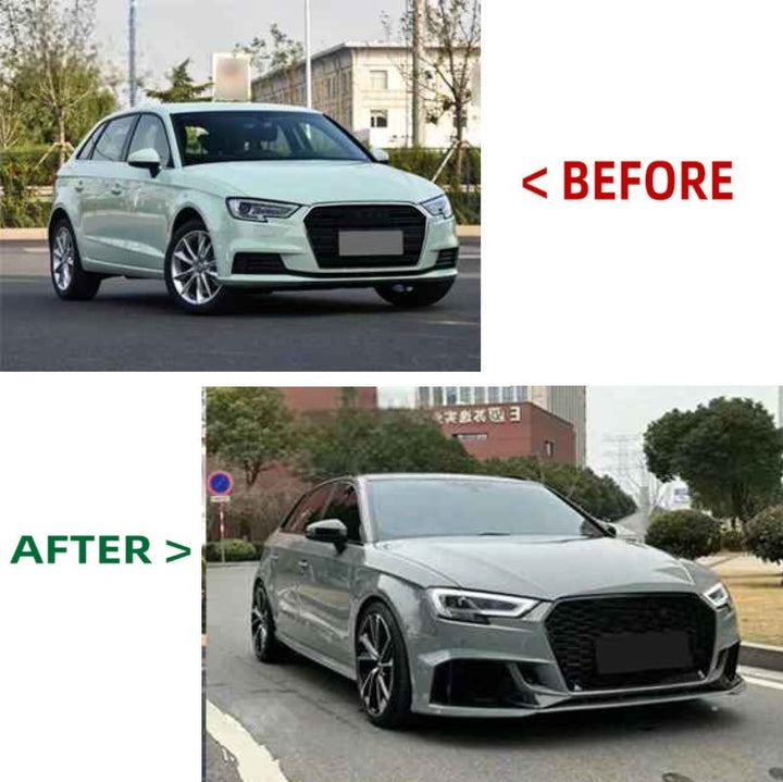Car Craft Compatible With Audi A3 2017-2020 Upgrade Convert To Rs3 S3 Sport Bumper Front Bodykit Mesh Gc A3-013 - CAR CRAFT INDIA