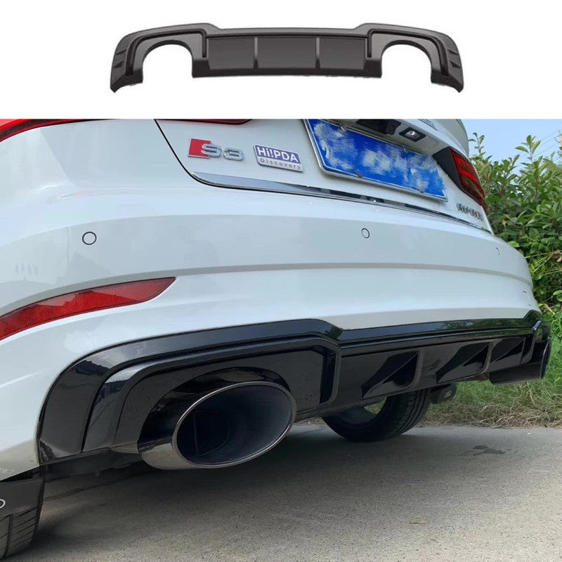 Car Craft Compatible With Audi A3 2017-2020 Rs3 S Line Rear After Bumper Lip Diffuser Skirts Gloss Black Kt-ada3-014