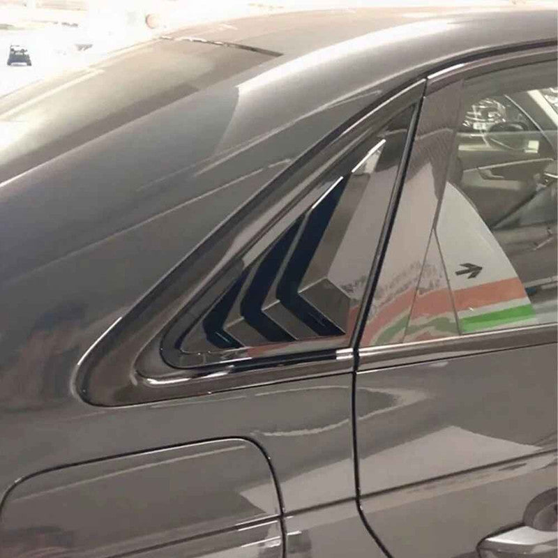Car Craft Compatible With Audi A4 B8 Sedan 2009-2016 Car Rear Window Shutter Cover Louver Side Vent Trim Triangle Glossy Black
