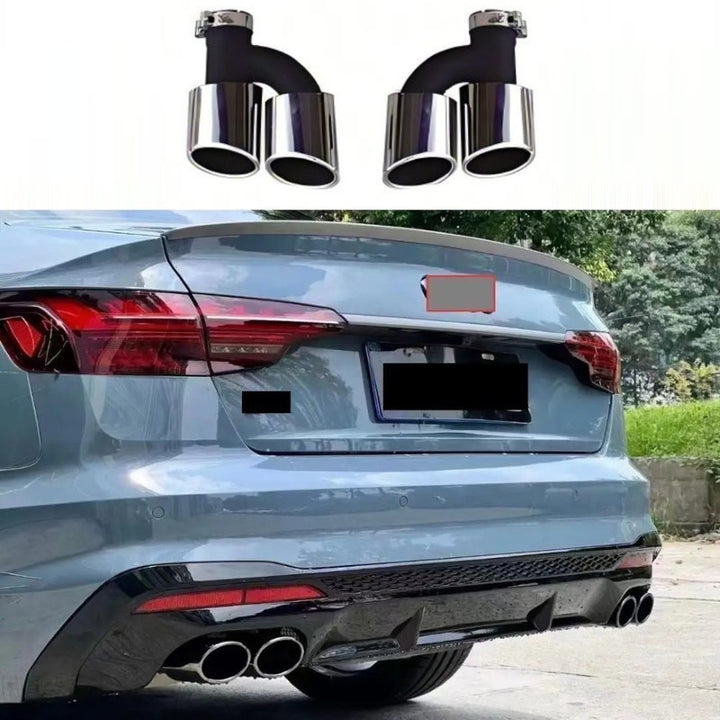 Car Craft Compatible With Audi A4 B9.5 2021+ Upgraded Facelift Convert To S4 Sport Bodykit Rear After Bumper Exhaust Pipe Tips A4-047 Gc Silver CC-10844