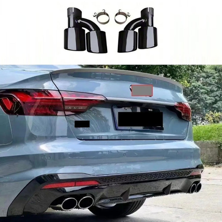 Car Craft Compatible With Audi A4 B9.5 2021+ Upgraded Facelift Convert To S4 Sport Bodykit Rear After Bumper Exhaust Pipe Tips A4-048 Gc Black CC-10845