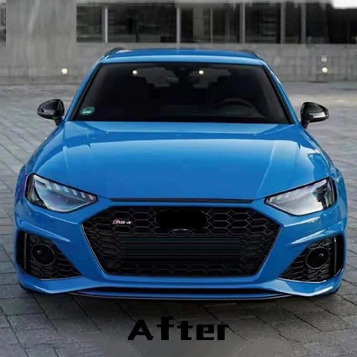 Car Craft Compatible With Audi A4 B9.5 2021+ Upgraded Facelift Convert To Rs4 S4 Sport Bodykit Front Bumper Show Grill Use For Sport Car Black Frame Black Mesh All Logo Silver A4-039 Gc CC-10831