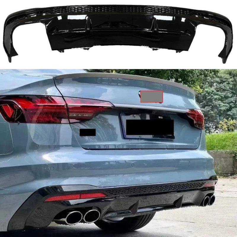 Car Craft Compatible With Audi A4 B9.5 2021+ Upgraded Facelift Convert To S4 Sport Bodykit Rear After Bumper Lip Diffuser Skirt Splitter A4-043 Gc Glossy Black