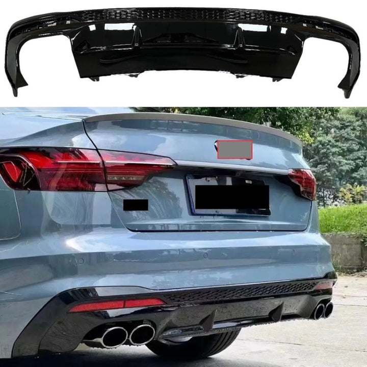 Car Craft Compatible With Audi A4 B9.5 2021+ Upgraded Facelift Convert To S4 Sport Bodykit Rear After Bumper Lip Diffuser Skirt Splitter A4-043 Gc Glossy Black