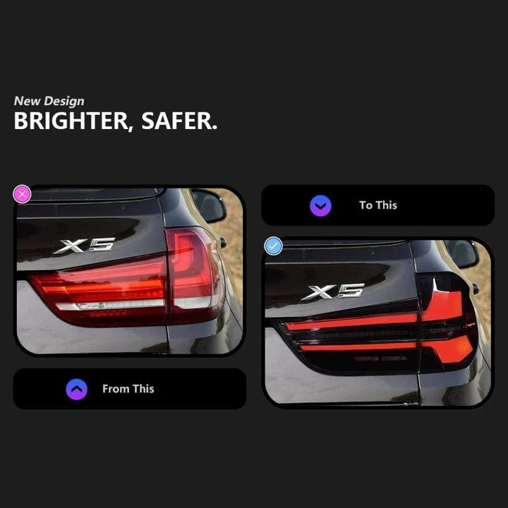 Car Craft Compatible With Bmw X5 F15 2014-2019 Car Rear Upgraded Tail Light Lamp Xenon Taillight Retrofit Upgrade Modified Led Drl Hid G05 Style Smoke CC-8463 - CAR CRAFT INDIA