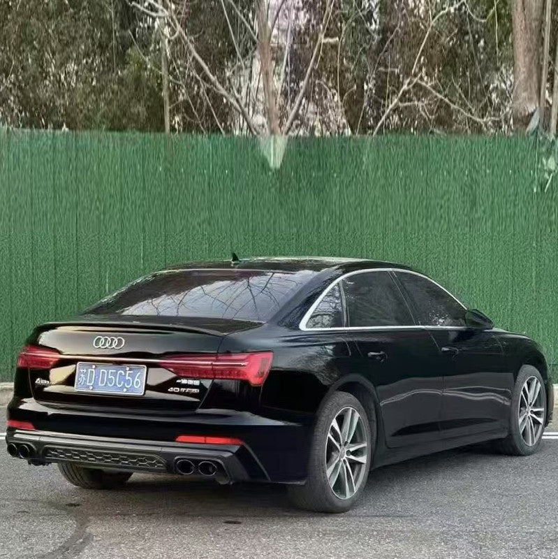 Car Craft Compatible With Audi A6 C8 2019-2024 Standard Stock Rear Bumper Lip Diffuser With Exhaust Pipe Tip Rsu