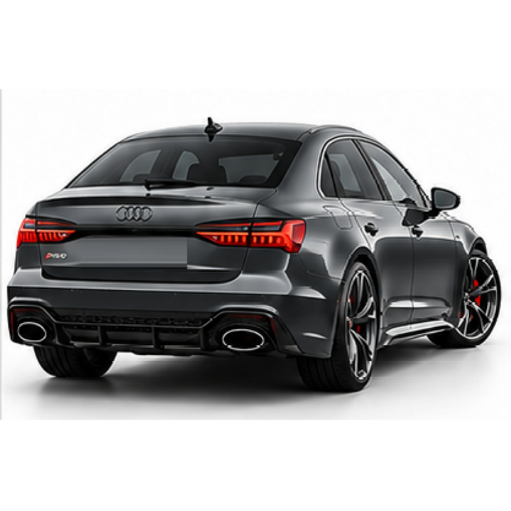 Car Craft Compatible With Audi A6 C8 2019-2025 Rs6 Bumper Rear After Lip Diffuser With Exhust Pipe Tip Honeyconb Water Transfer Printing Diamond Stainless Steel A6-072 Gc