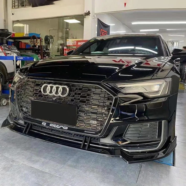 Car Craft Compatible With Audi A6 C8 2019-2025 Rs6 S6 Sport Front Bumper Lip Splitter Skirt Trim A6-018 019 Gc Glossy Black CC-11297