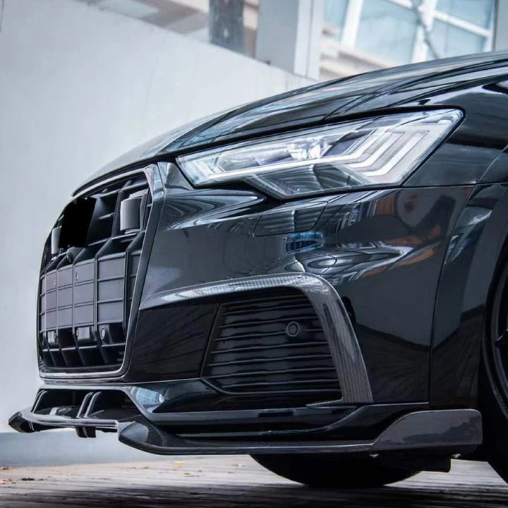 Car Craft Compatible With Audi A6 C8 2019-2025 Abt All Round Rs6 S6 Sport Front Bumper Lip Splitter Skirt Trim A6-036 037 Gc Glossy Black Usa CC-11298